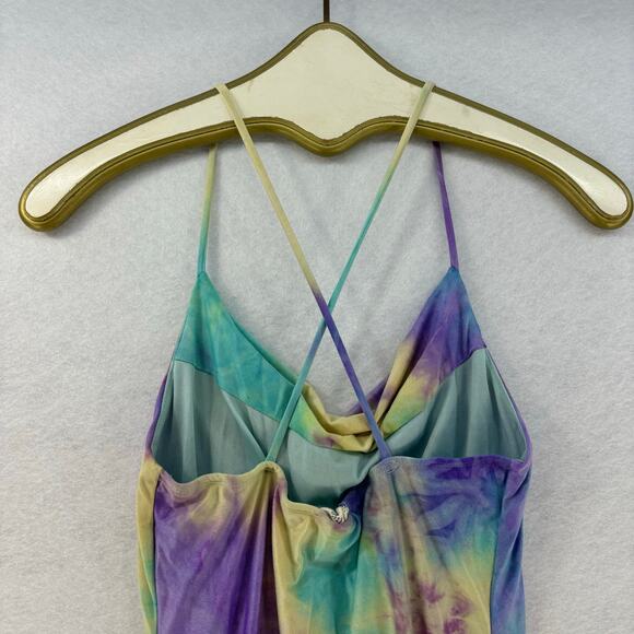 Summer Bodycon Mini Dress Tie Dye Cowl Neck Sexy Women's SMALL Olive Tree - Picture 4 of 10